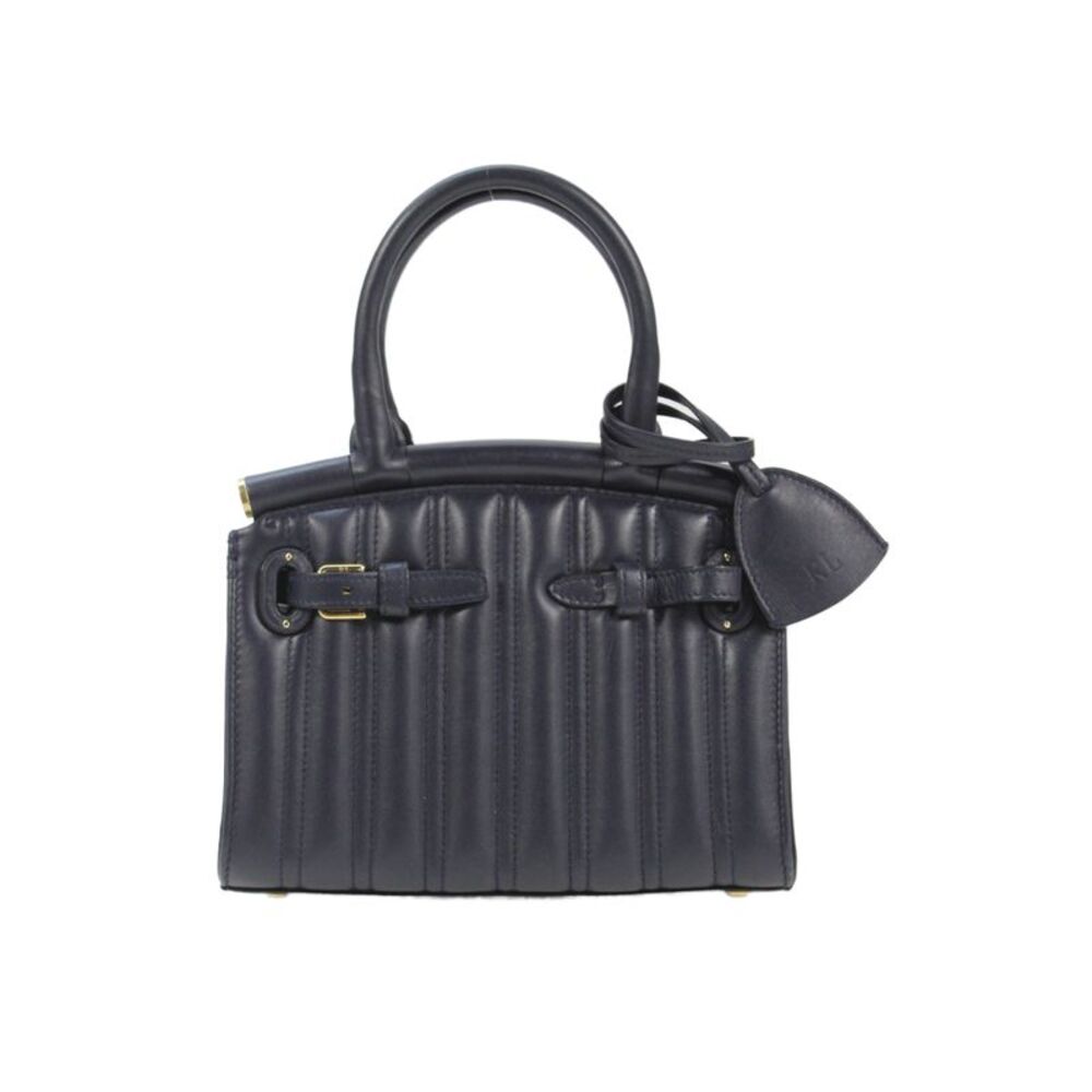Ralph Lauren Womens RL50 Quilted Leather Mini Satchel Handbag Midnight Blue